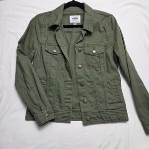 Old Navy Olive Green Utility Twill Trucker Jacket S